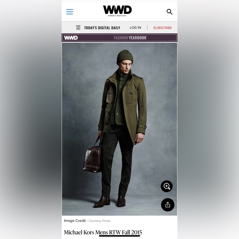 Michael Kors Collection Army Green Merino Wool Cardigan. Runway F/W ‘15. Med.